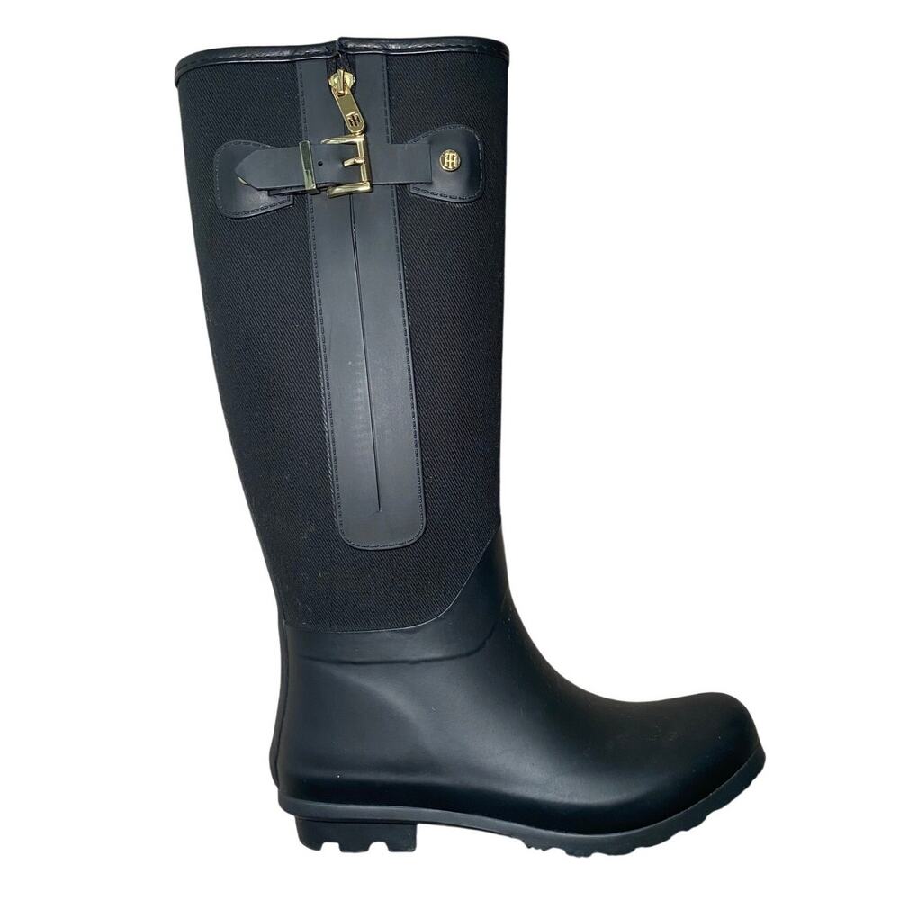 Tommy Hilfiger - Women's Black Gold Rain Boots - Size 7M